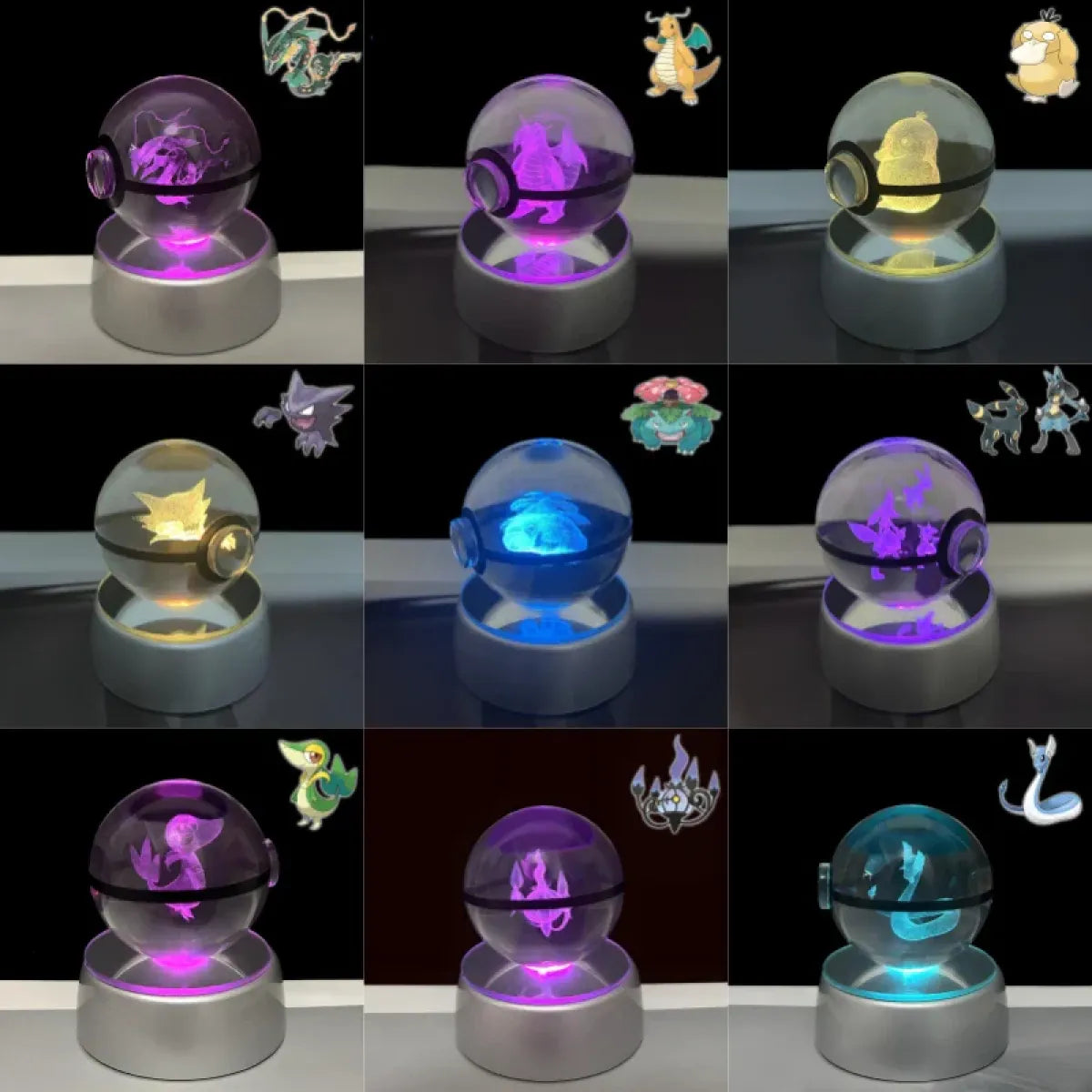Pokemon 3D Crystal Poké Ball LED Night Light Figure - Anime - Figures - 1