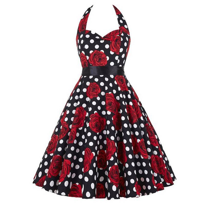 Retro Polka Dot Dress - Rose black / XL - All Dresses - Dresses - 26 - 2024