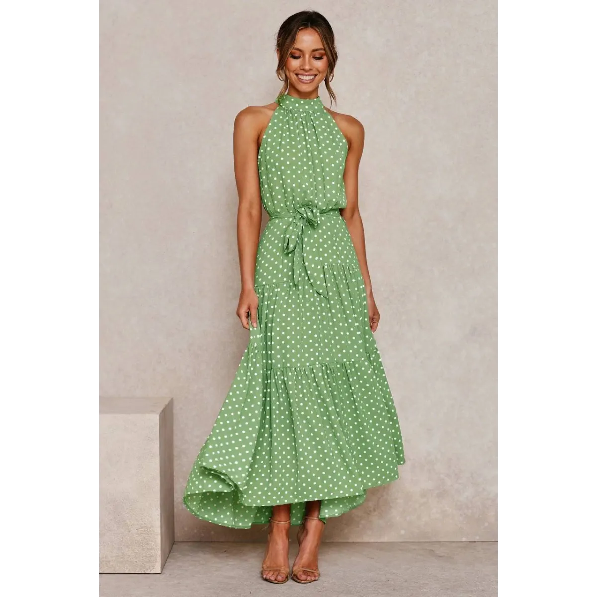 Polka Dot Halter Dress - All Dresses - 13