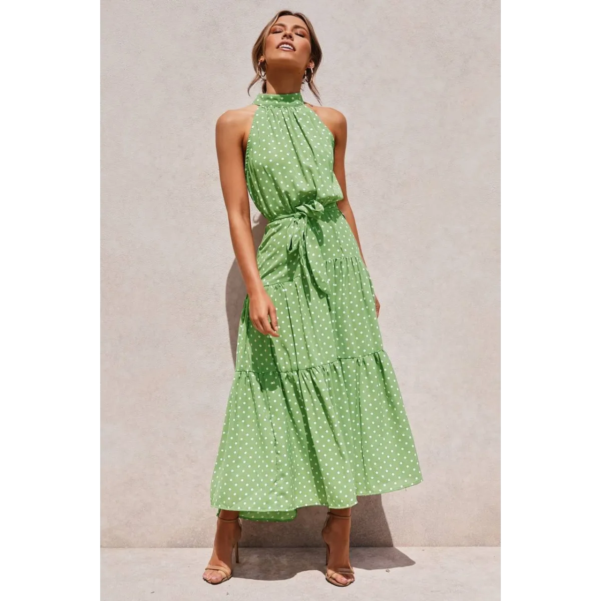 Polka Dot Halter Dress - All Dresses - 14