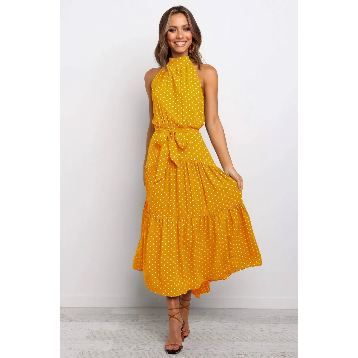 Polka Dot Halter Dress - All Dresses - 15