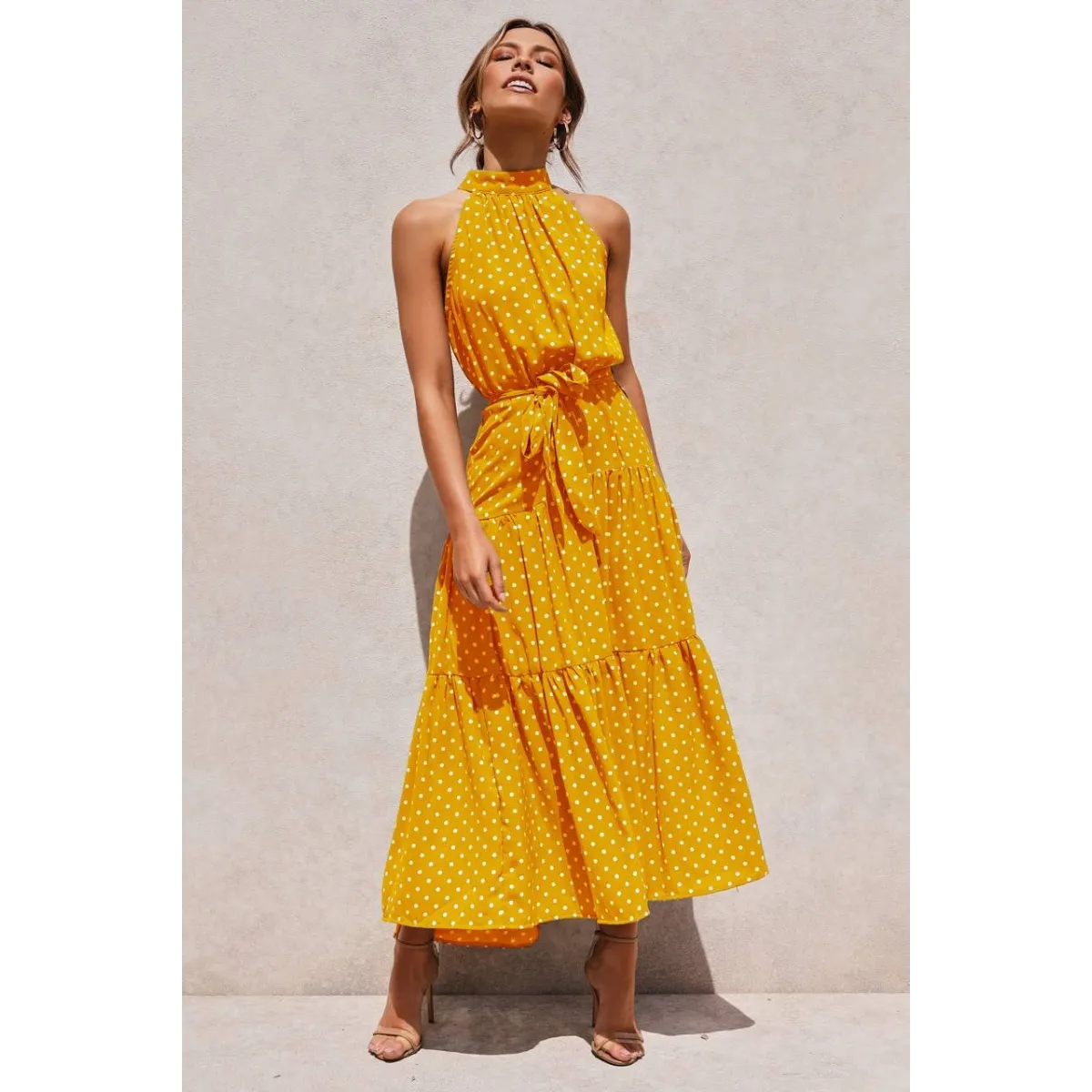 Polka Dot Halter Dress - All Dresses - 18