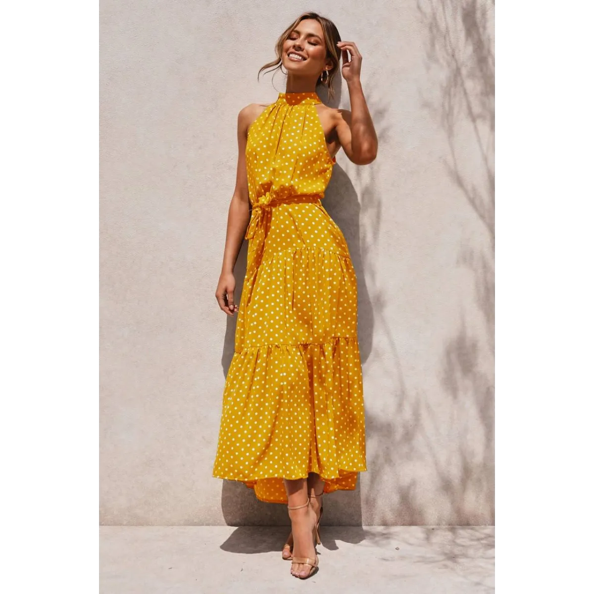 Polka Dot Halter Dress - All Dresses - 20