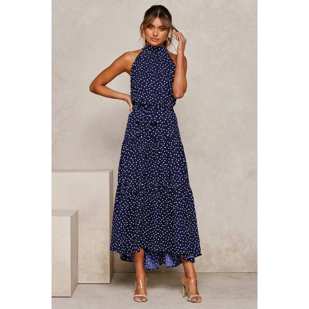 Polka Dot Halter Dress - All Dresses - 21