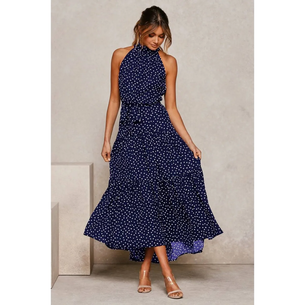 Polka Dot Halter Dress - All Dresses - 24