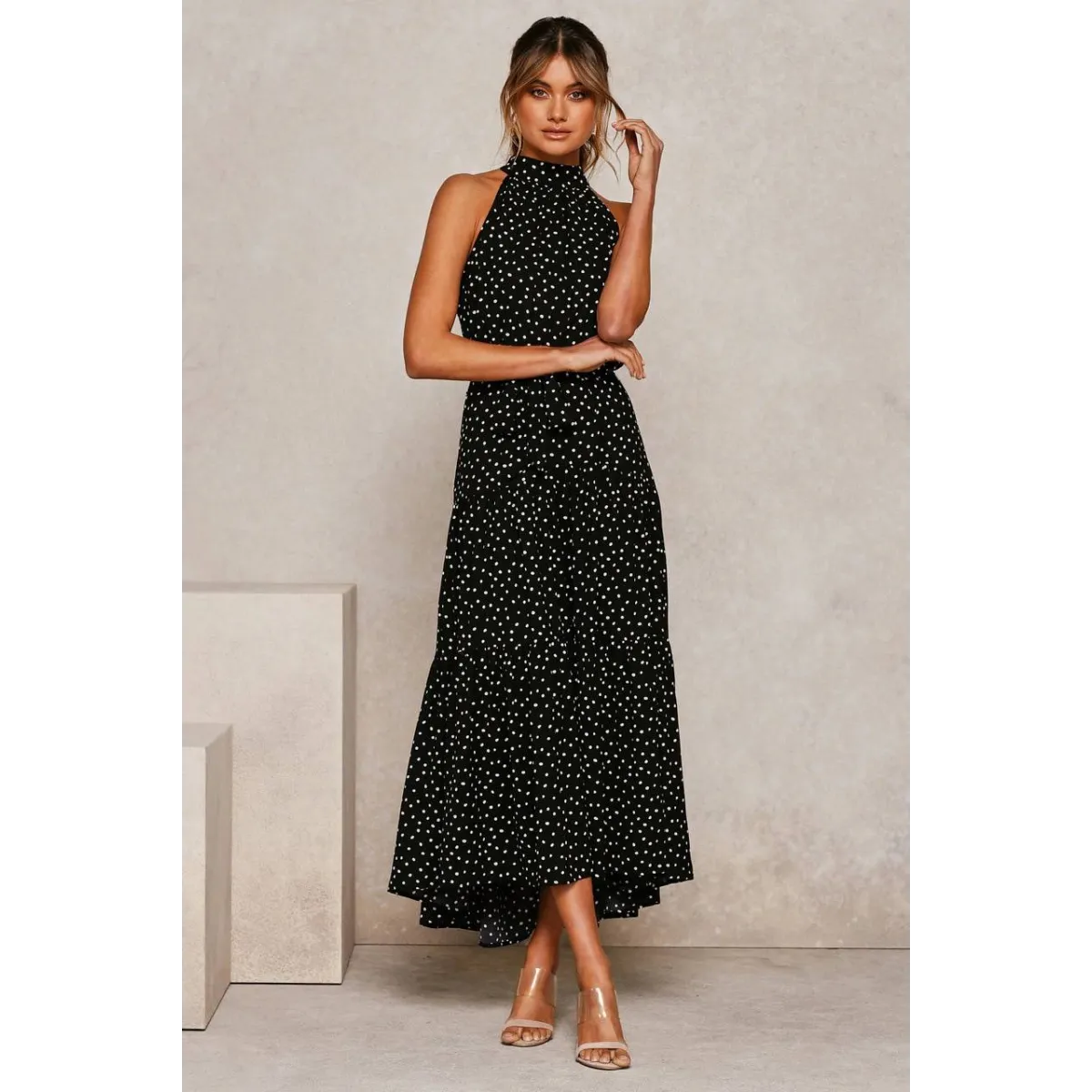 Polka Dot Halter Dress - All Dresses - 25