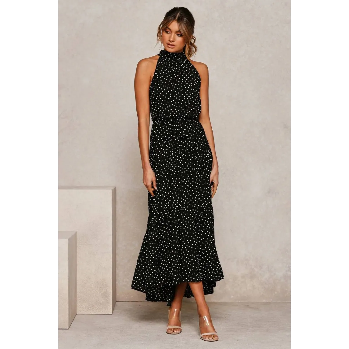 Polka Dot Halter Dress - All Dresses - 27