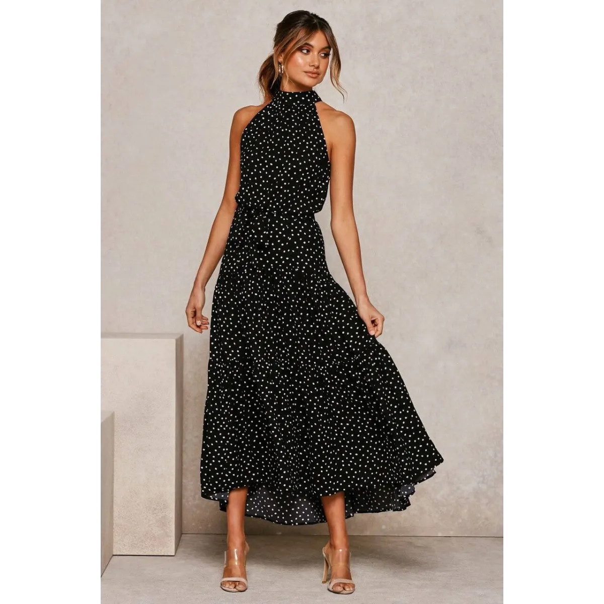 Polka Dot Halter Dress - All Dresses - 28