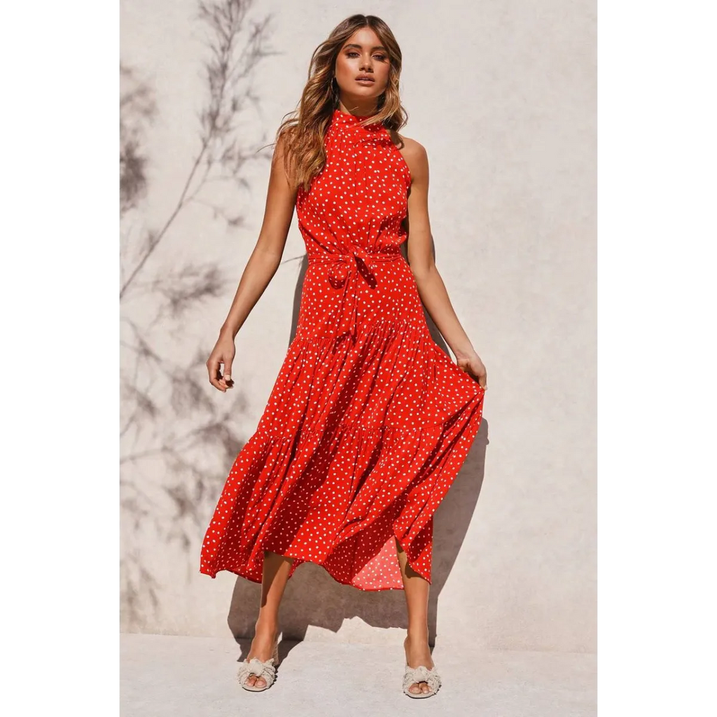 Polka Dot Halter Dress - All Dresses - 31