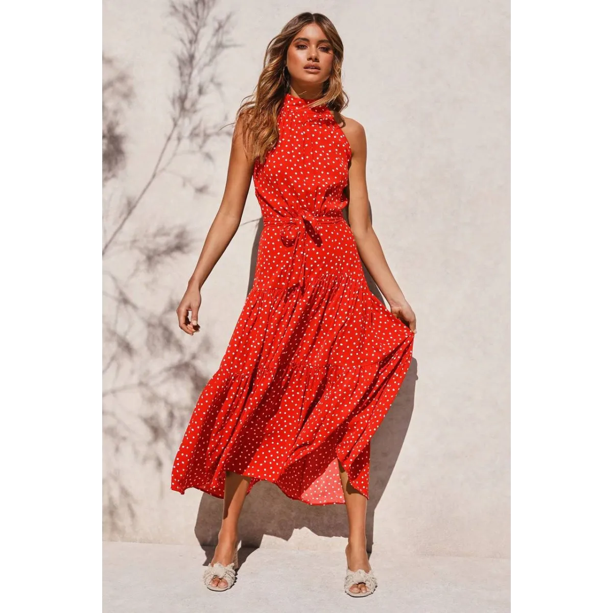 Polka Dot Halter Dress - All Dresses - 31