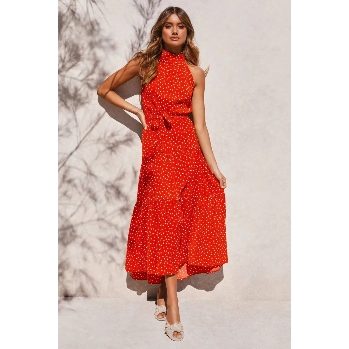 Polka Dot Halter Dress - All Dresses - 32