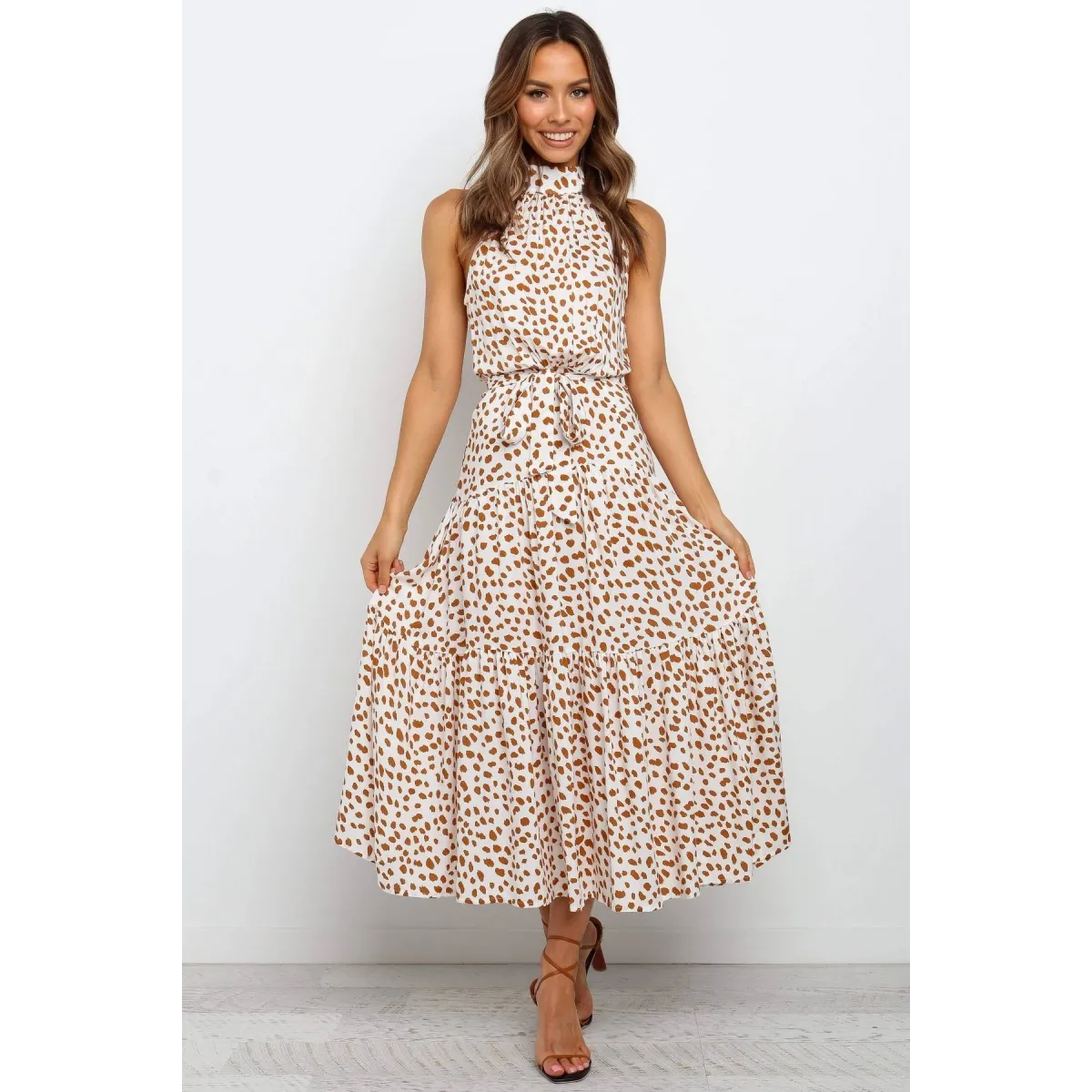 Polka Dot Halter Dress - All Dresses - 43