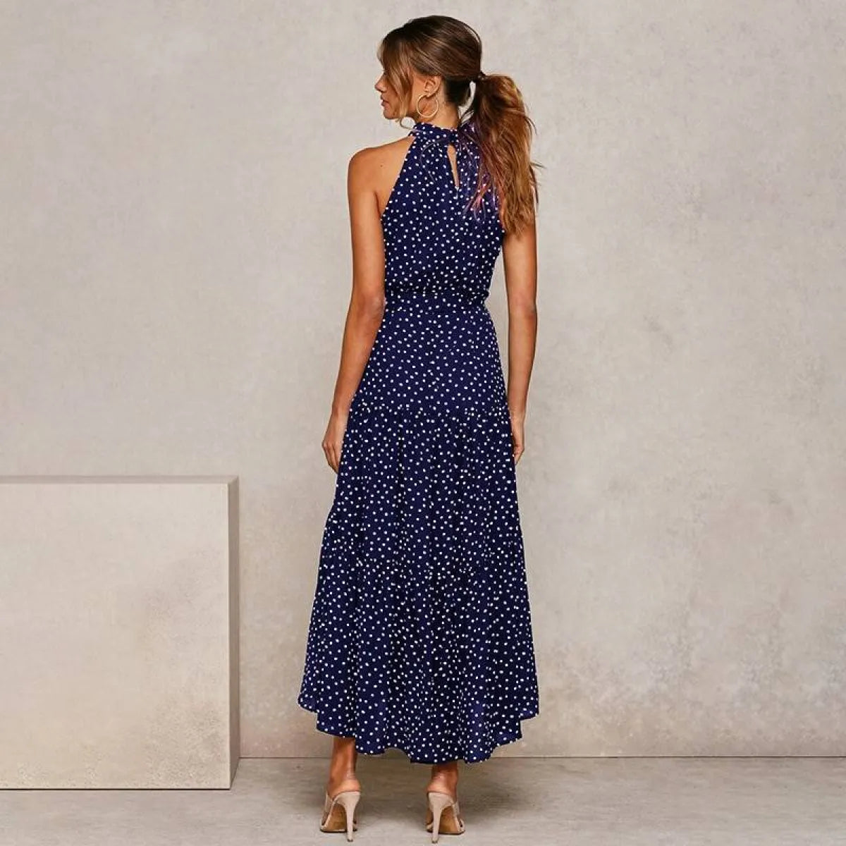 Polka Dot Halter Dress - All Dresses - 5