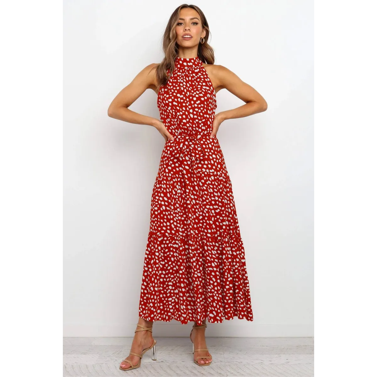 Polka Dot Halter Dress - All Dresses - 50