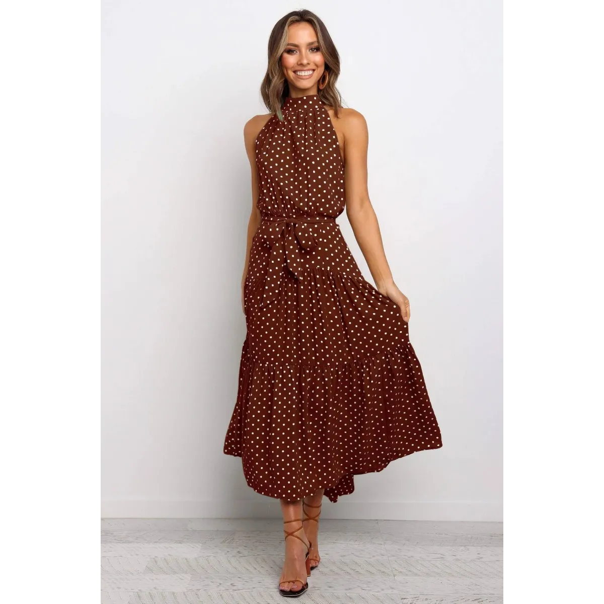 Polka Dot Halter Dress - All Dresses - 54