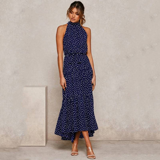 Polka Dot Halter Dress - Dark Blue / XL - All Dresses - Clothing - 56 - 2024