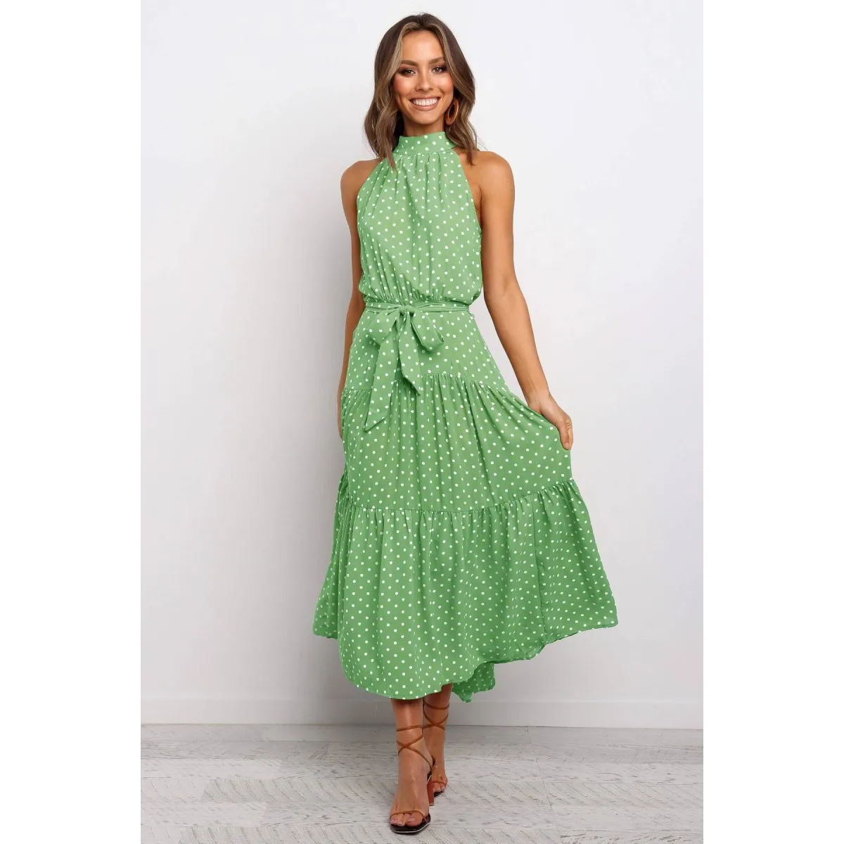 Polka Dot Halter Dress - All Dresses - 9