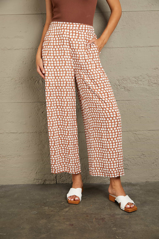 Polka Dot High Waist Wide Leg Pants with Pockets - Bottoms - Pants - 1 - 2024