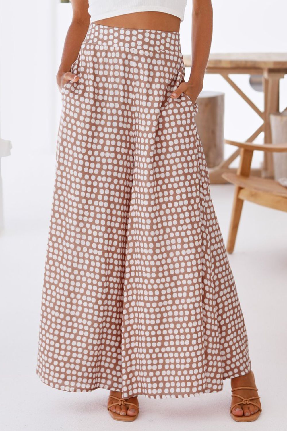 Polka Dot High Waist Wide Leg Pants with Pockets - Bottoms - Pants - 9 - 2024