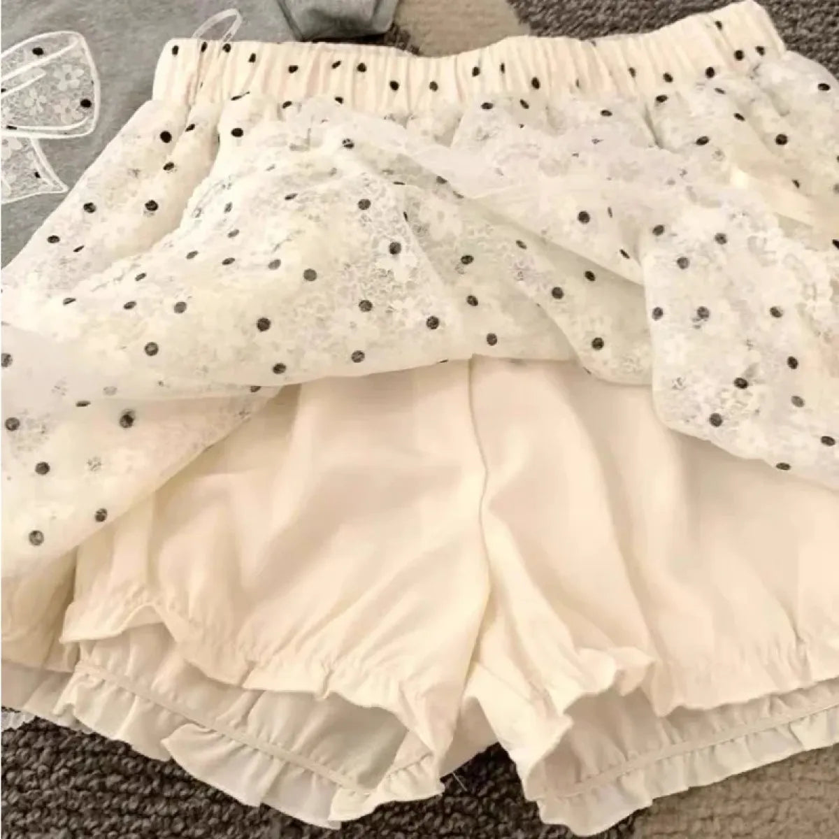 Kawaii Polka Dot Lace Skirt - Bottoms - Mini Skirts - 5