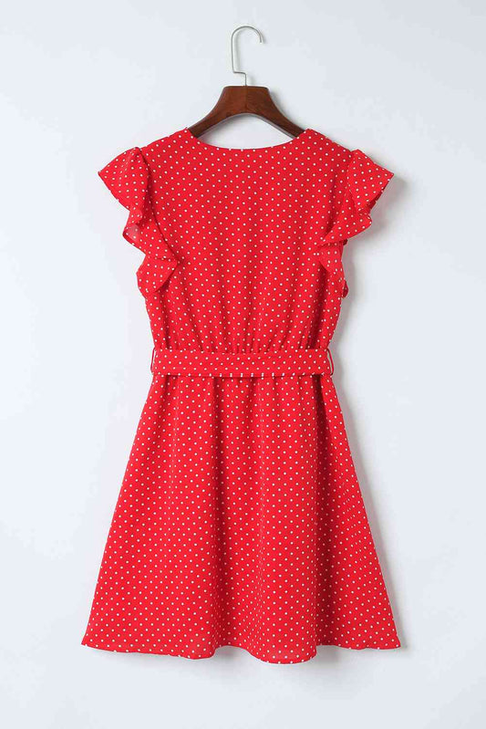 Polka Dot Surplice Neck Tie Waist Dress - All Dresses - Dresses - 2 - 2024