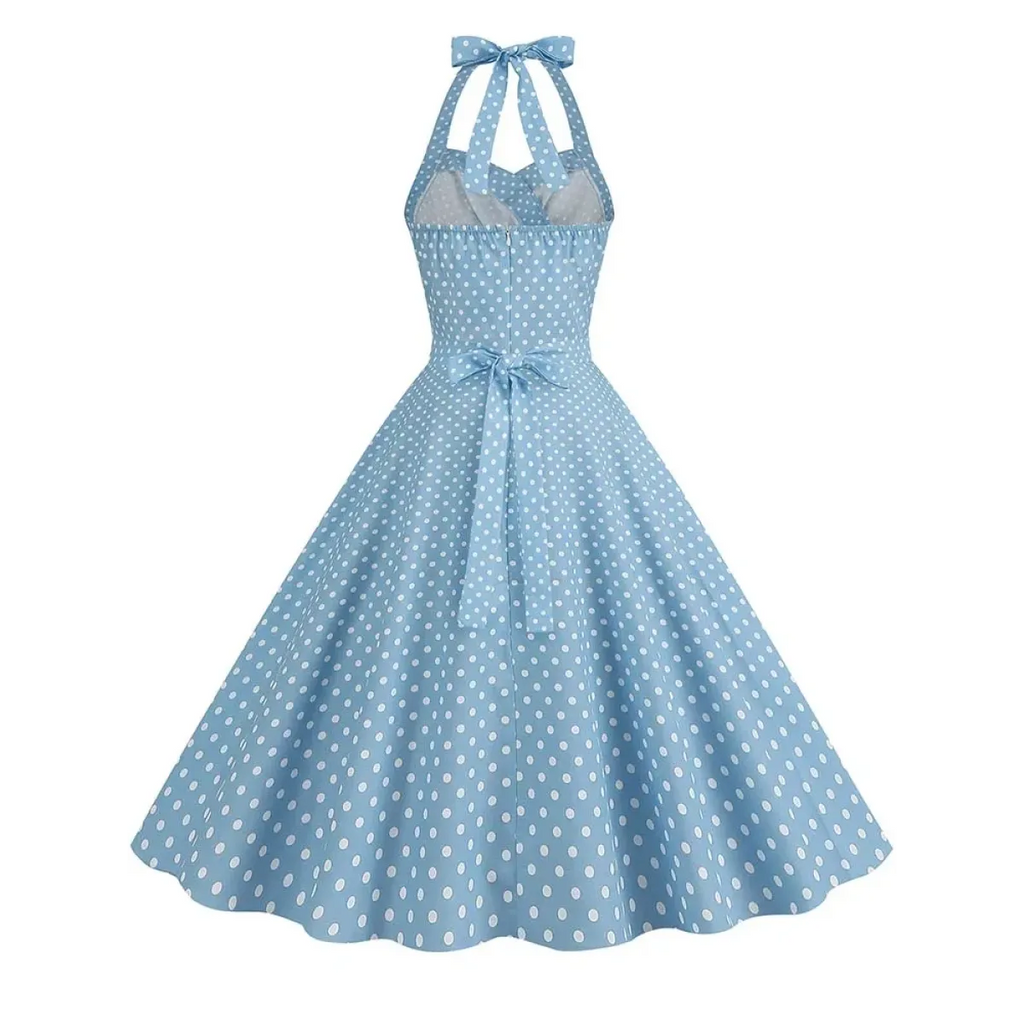 Vintage Polka Dot Halter Fit & Flare Dress - All Dresses - Dress - 1