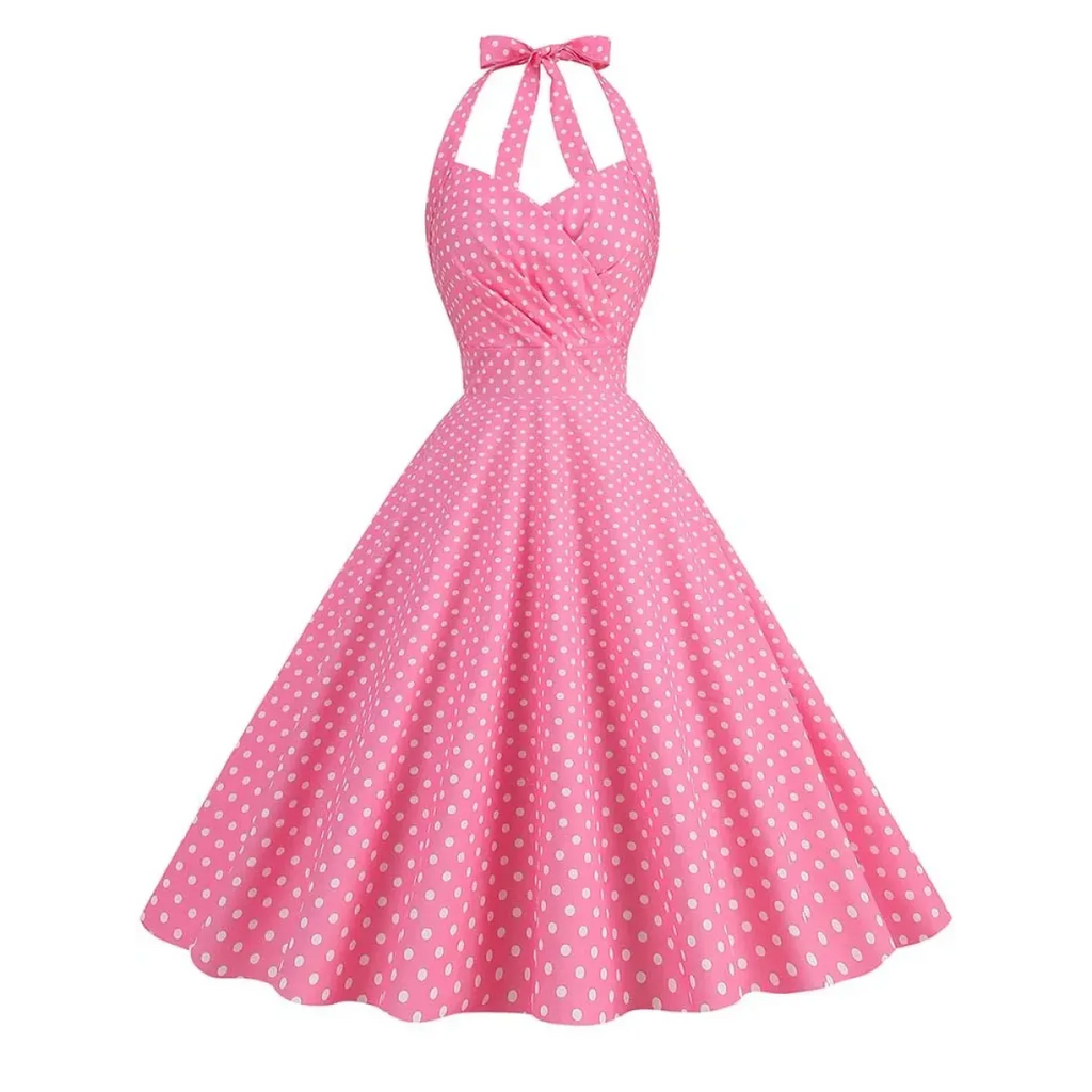 Vintage Polka Dot Halter Fit & Flare Dress - All Dresses - Dress - 9