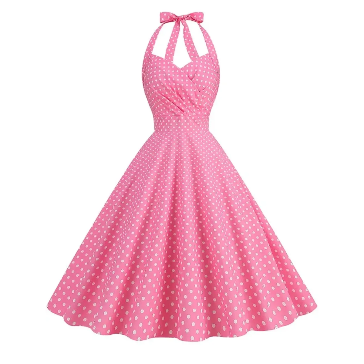 Vintage Polka Dot Halter Fit & Flare Dress - All Dresses - Dress - 9