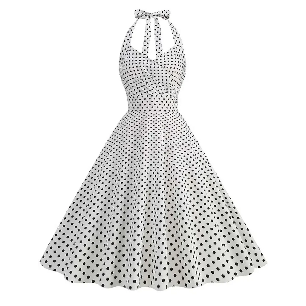 Vintage Polka Dot Halter Fit & Flare Dress - All Dresses - Dress - 6