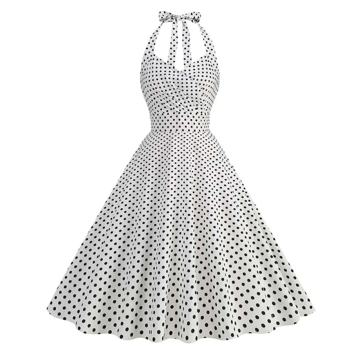 Vintage Polka Dot Halter Fit & Flare Dress - All Dresses - Dress - 6