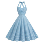 Vintage Polka Dot Halter Fit & Flare Dress - All Dresses - Dress - 10