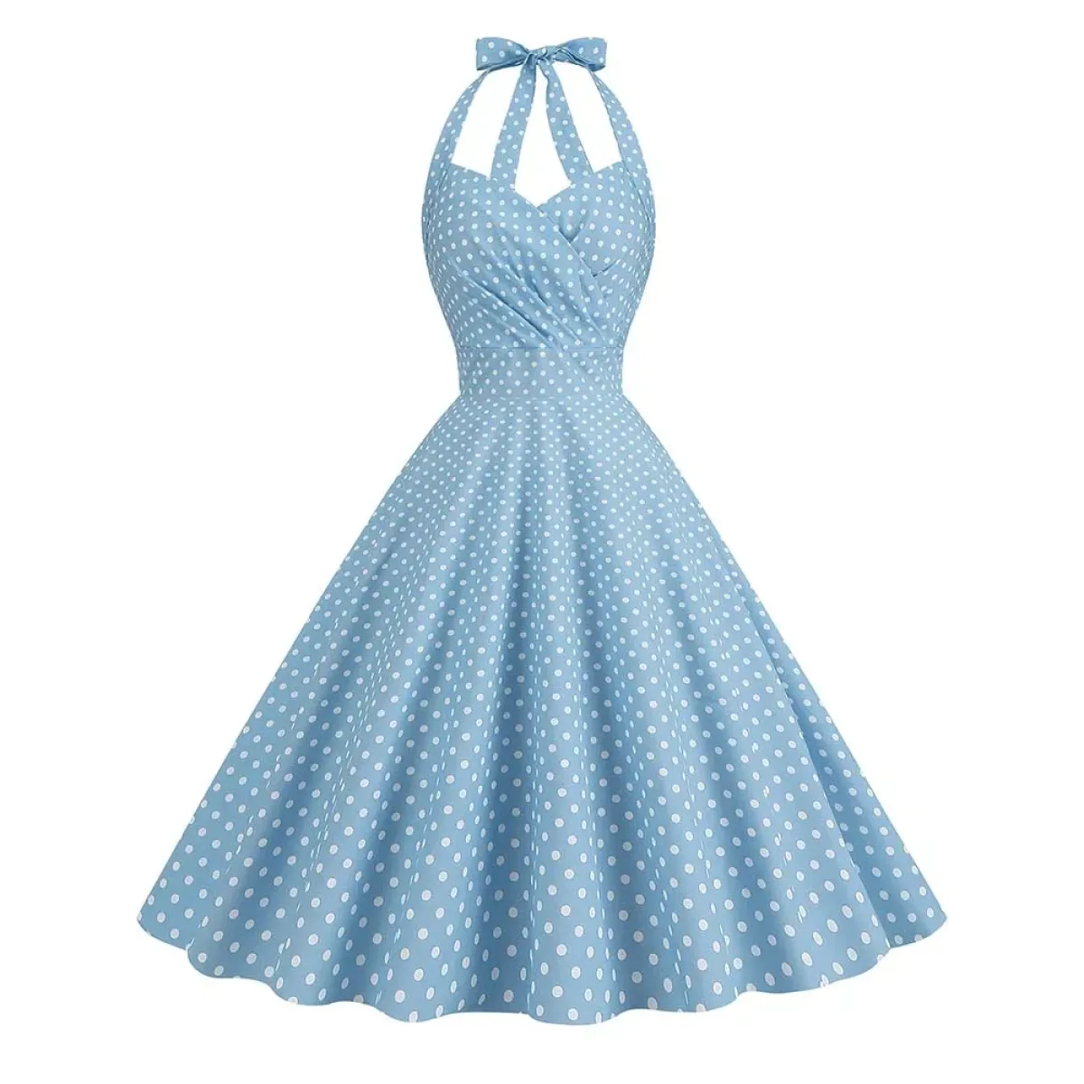 Vintage Polka Dot Halter Fit & Flare Dress - All Dresses - Dress - 10