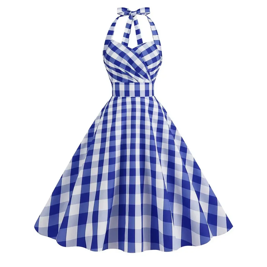 Vintage Polka Dot Halter Fit & Flare Dress - All Dresses - Dress - 12