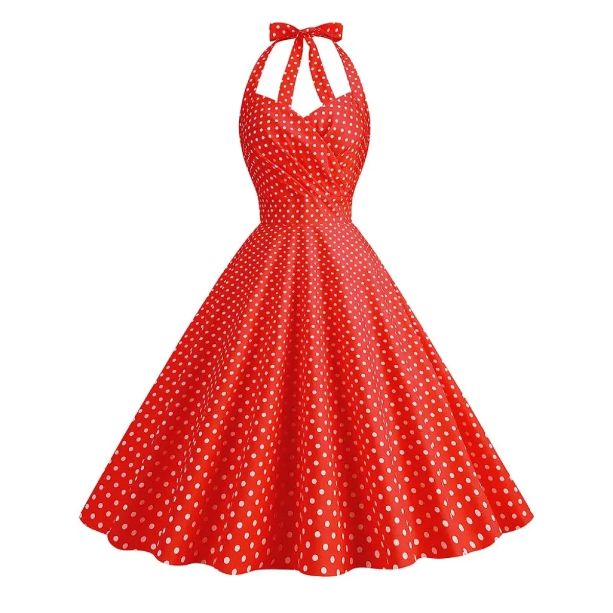 Vintage Polka Dot Halter Fit & Flare Dress - All Dresses - Dress - 5