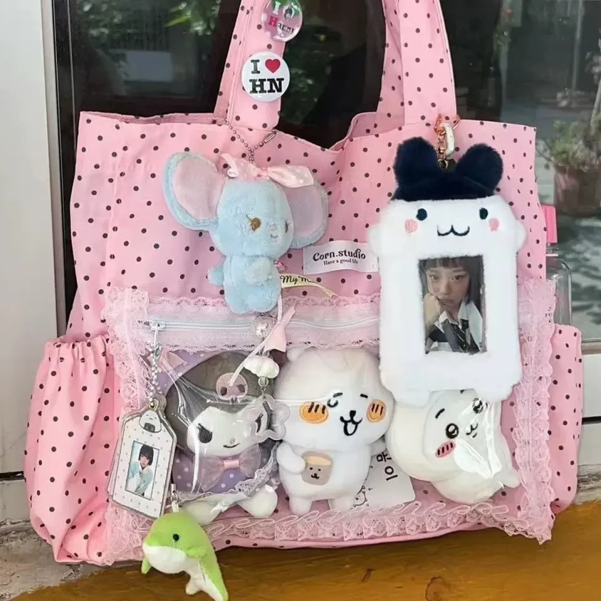 Y2K Polka Dot Transparent Ita Tote Bag - Harajuku Style - Shoulder Bag - 6