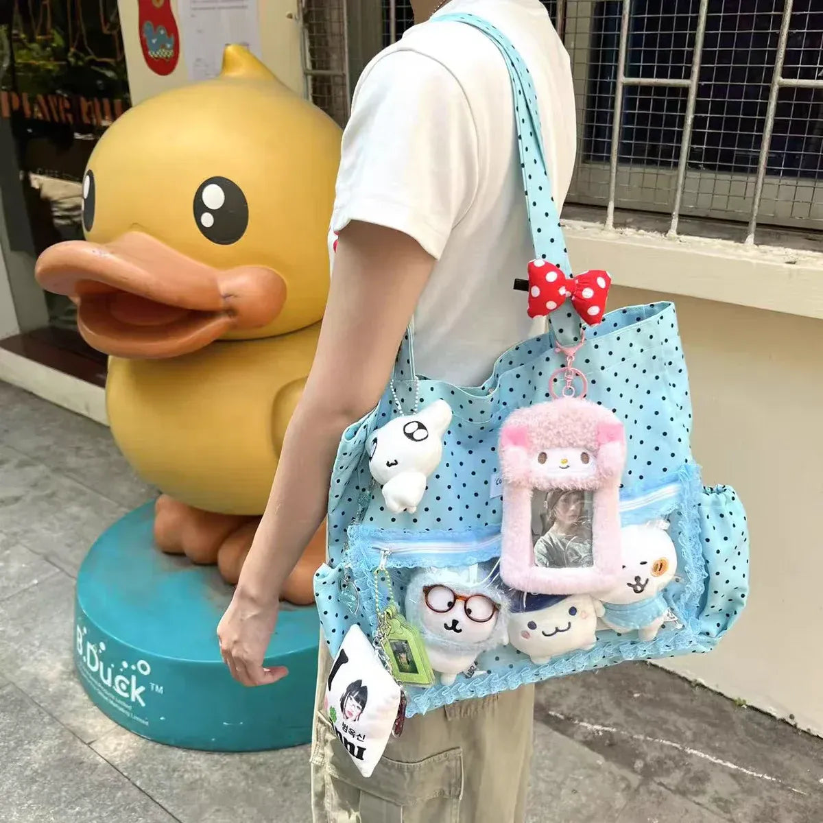 Y2K Polka Dot Transparent Ita Tote Bag - Harajuku Style - Shoulder Bag - 3