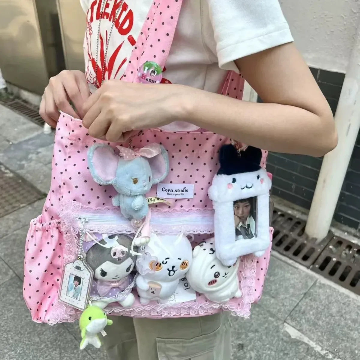 Y2K Polka Dot Transparent Ita Tote Bag - Harajuku Style - Shoulder Bag - 4