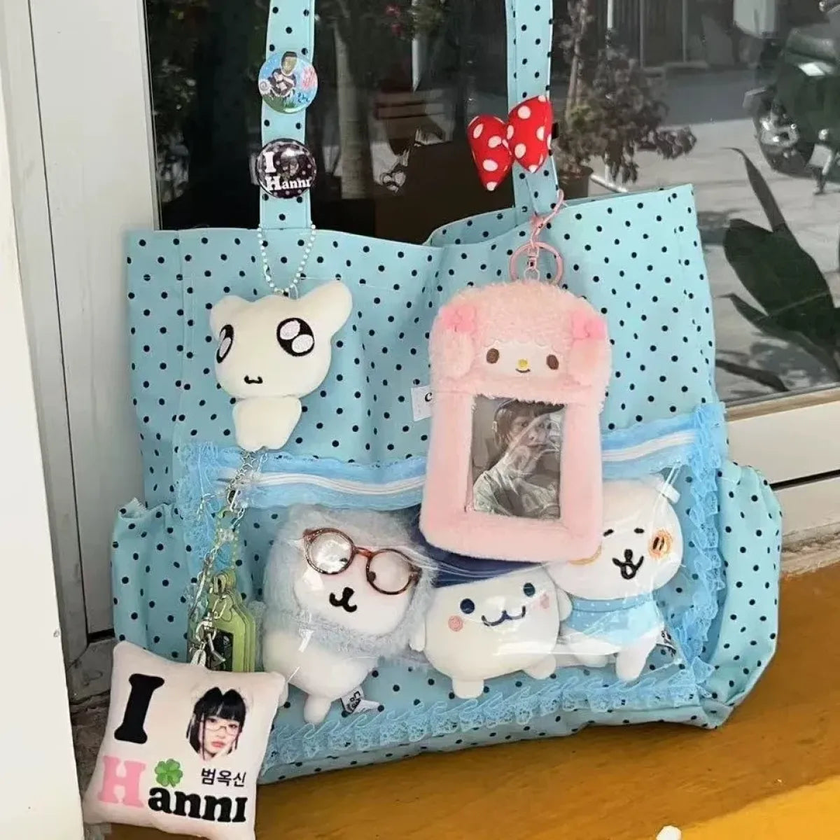 Y2K Polka Dot Transparent Ita Tote Bag - Harajuku Style - Shoulder Bag - 7