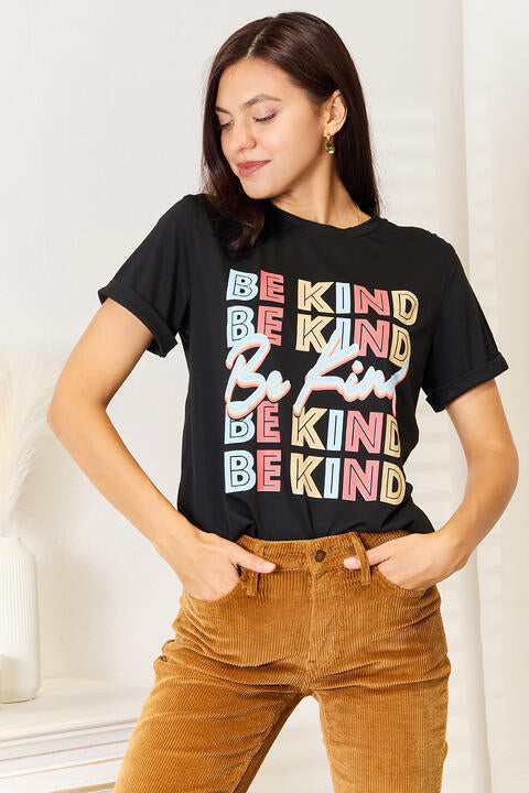 BE KIND Graphic Round Neck T-Shirt - T-Shirts - Shirts & Tops - 5 - 2024