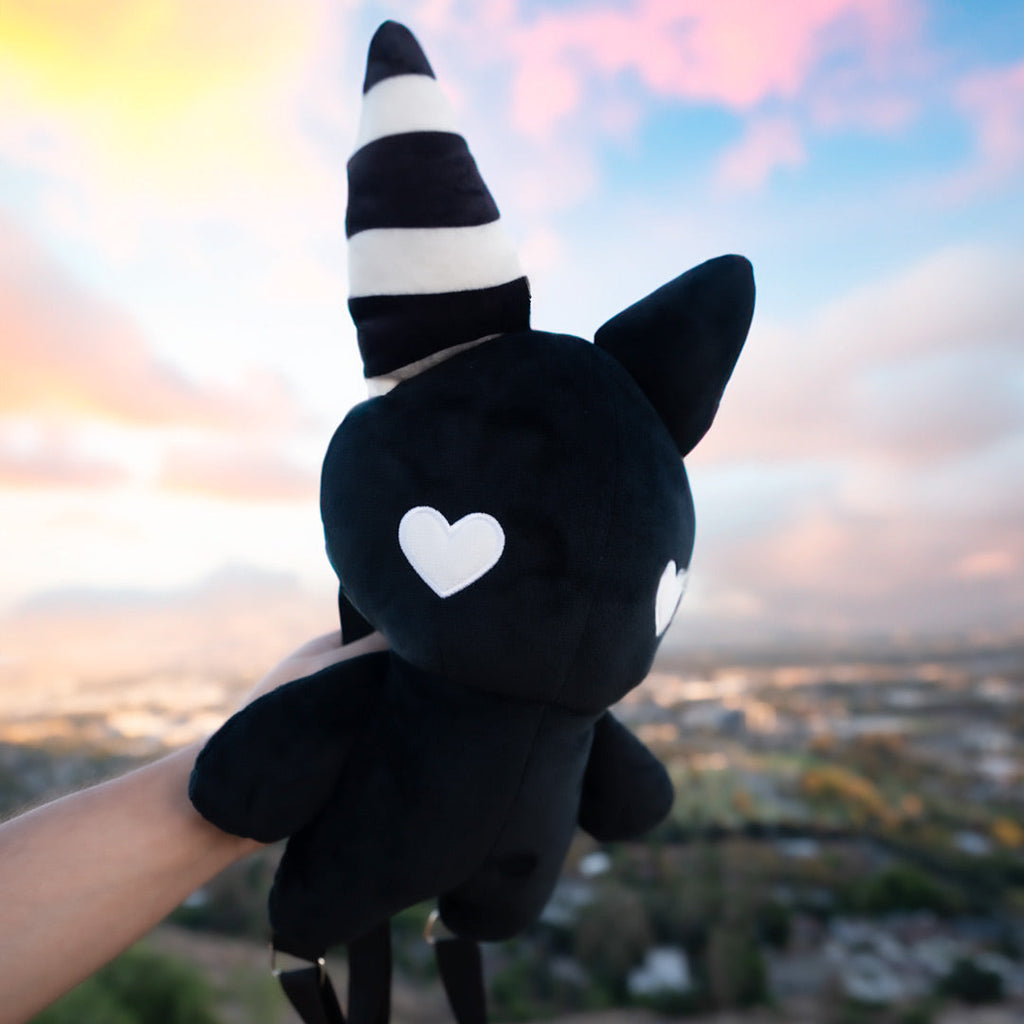 Rabbit Plush Backpack – Black (14”)