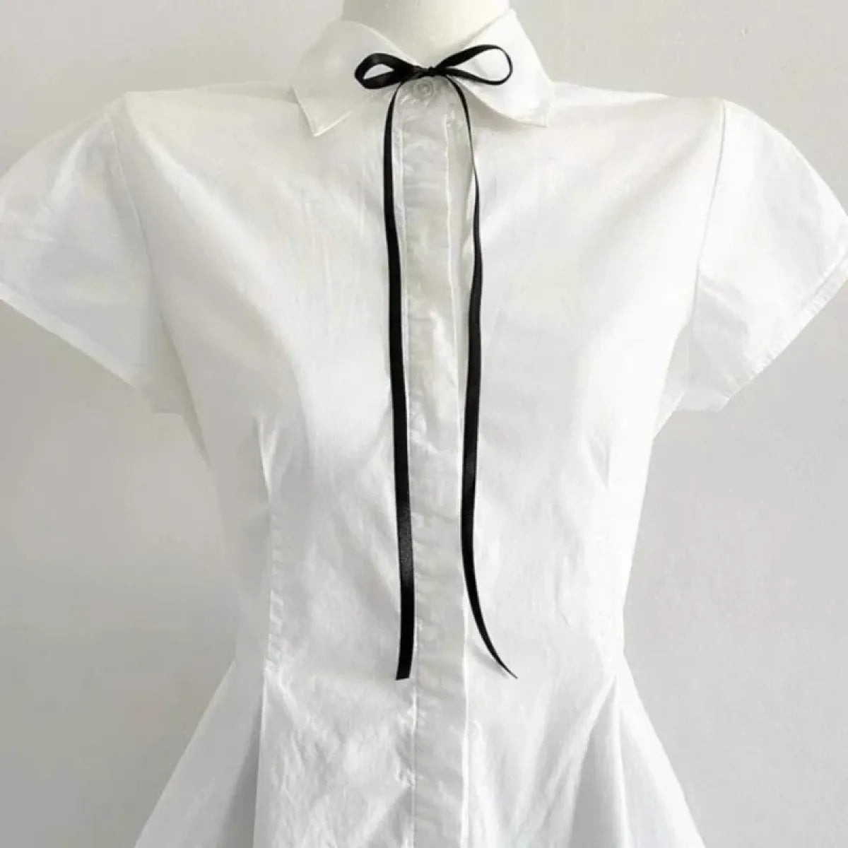 Preppy Bow Ruffle Blouse - Women’s Clothing & Accessories - Blouses - 2