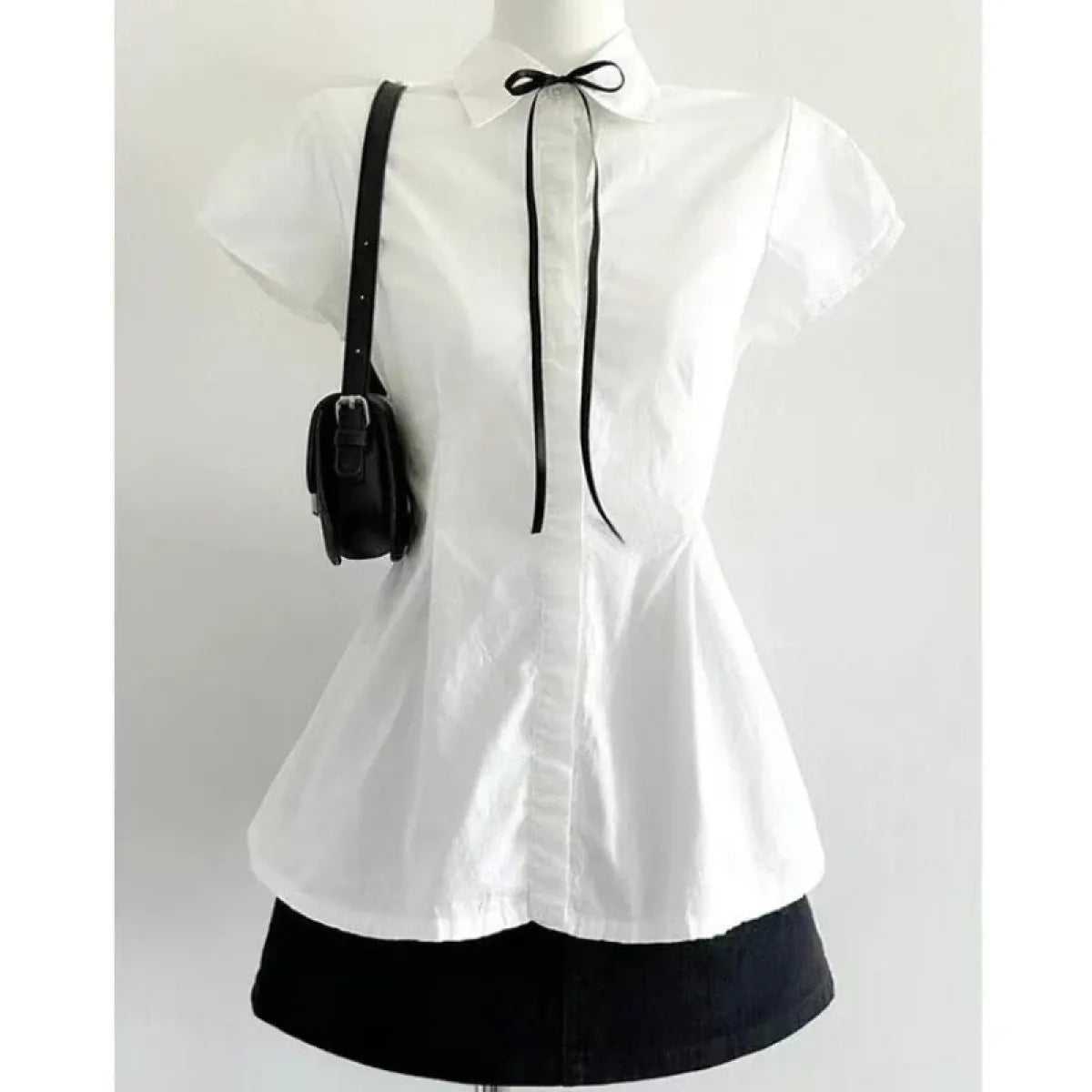 Preppy Bow Ruffle Blouse - Women’s Clothing & Accessories - Blouses - 6