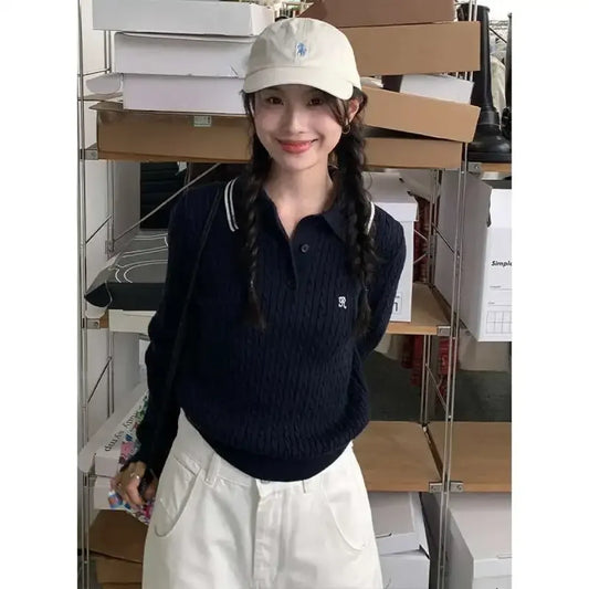 Preppy Knit Polo Sweater - Sweaters - Sweaters - 2