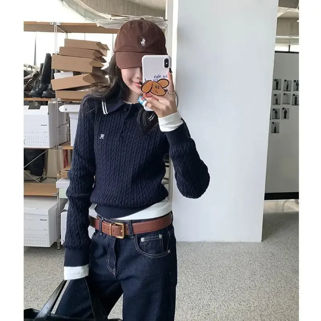 Preppy Knit Polo Sweater - Sweaters - Sweaters - 3