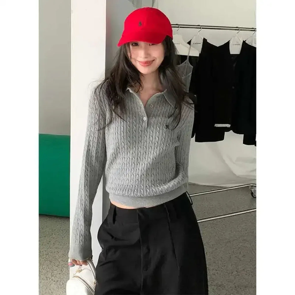 Preppy Knit Polo Sweater - Sweaters - Sweaters - 4