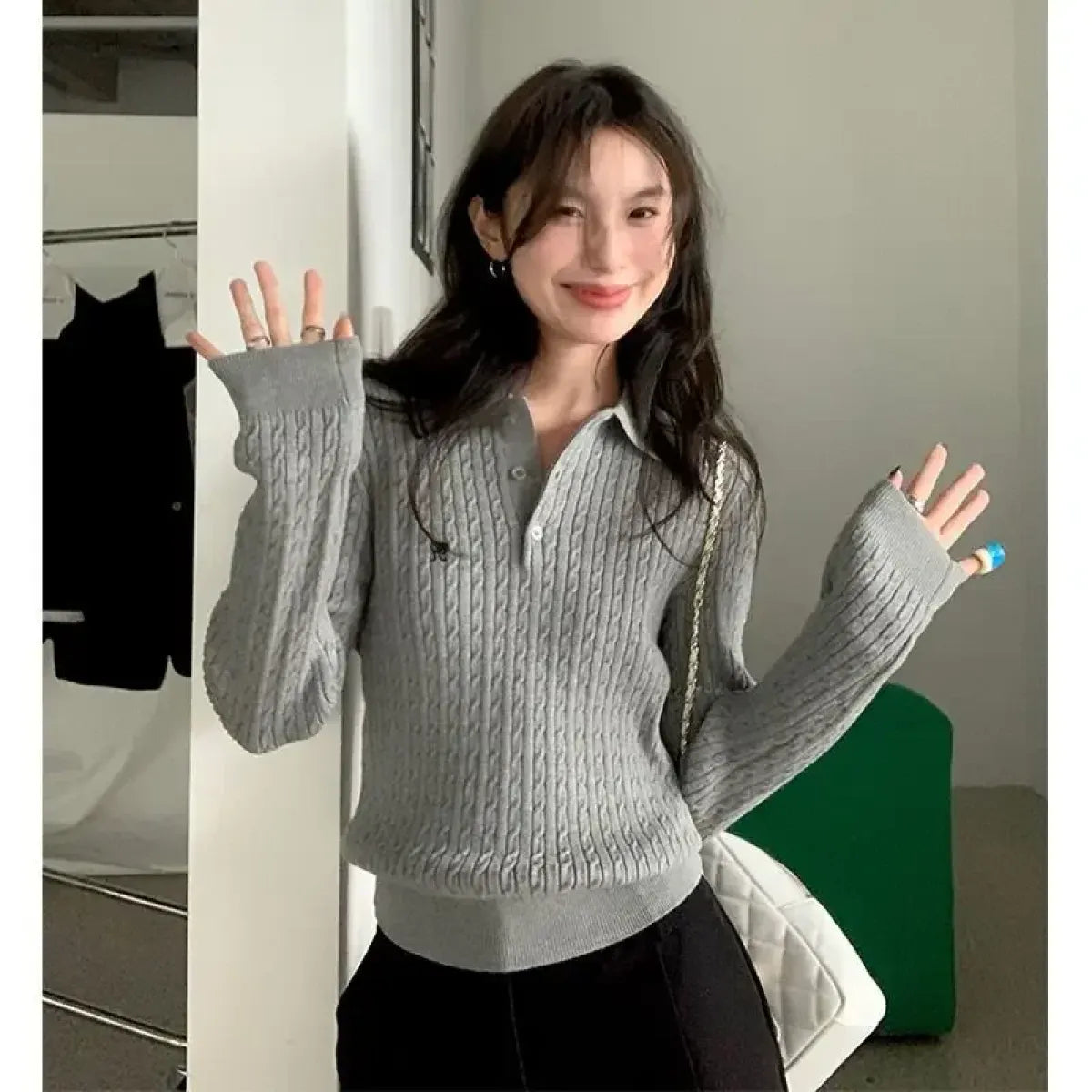 Preppy Knit Polo Sweater - Sweaters - Sweaters - 6