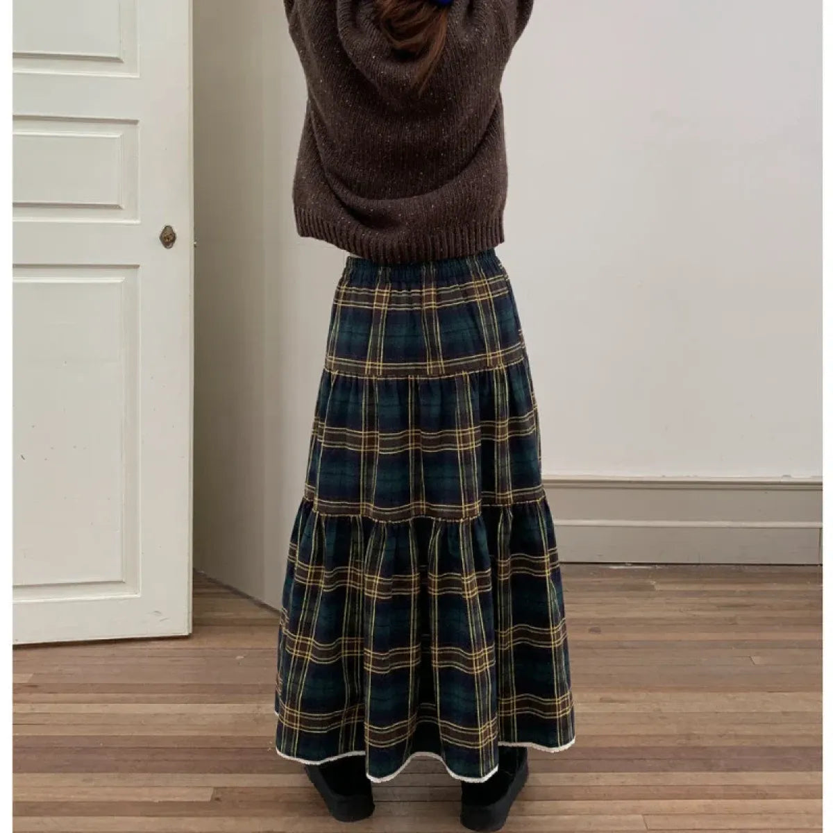 Preppy Plaid Ruffle Skirt with Layered Hem - Bottoms - Skirts - 5