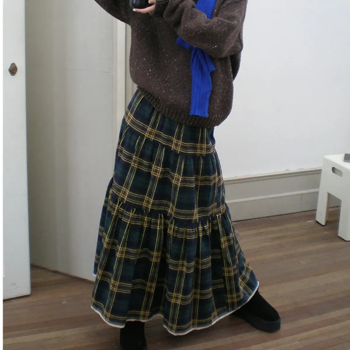 Preppy Plaid Ruffle Skirt with Layered Hem - Bottoms - Skirts - 6