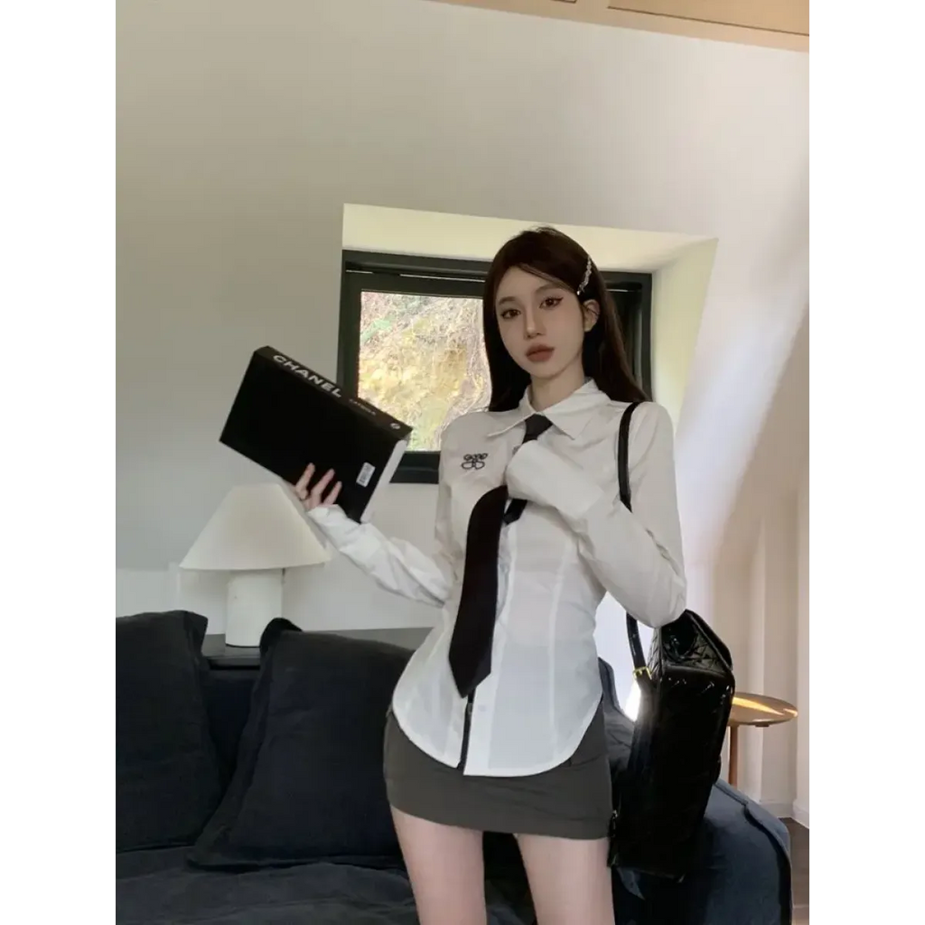 Preppy Slim Embroidered Blouse - Women’s Clothing & Accessories - Blouses - 2