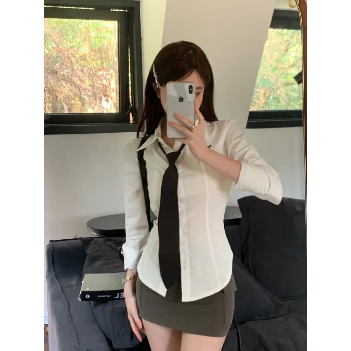 Preppy Slim Embroidered Blouse - Women’s Clothing & Accessories - Blouses - 3